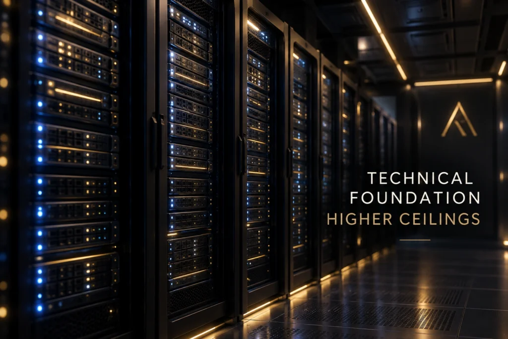 Technical SEO services feature image, with data centers in the background